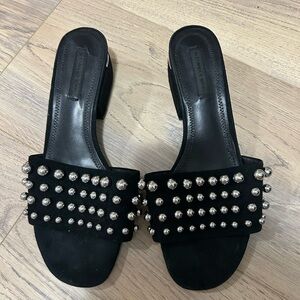 Authentic Alexander Wang Black Studded Slide Sandals